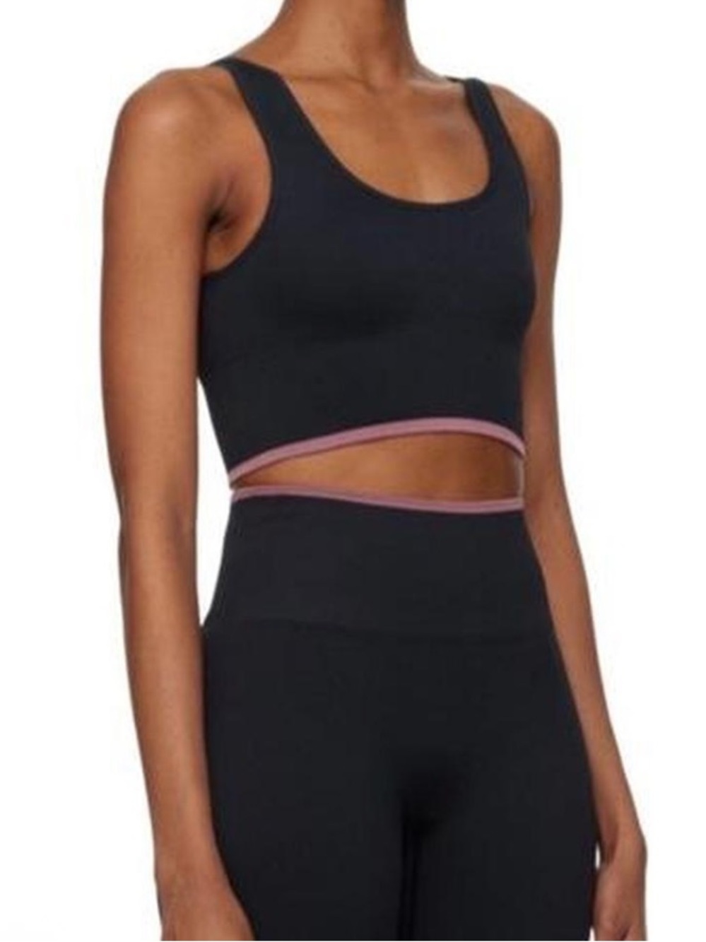 Free shipping! Outdoor Voices Seamless Rib LongLine Sports Bra Medium Black Pink